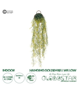 GloboStar® Artificial Garden GOLDEN BELL WILLOW 4 HANGING PLANT 20632 Κρεμαστό Τεχνητό Διακοσμητικό Φυτό Ιτίας  Y110cm